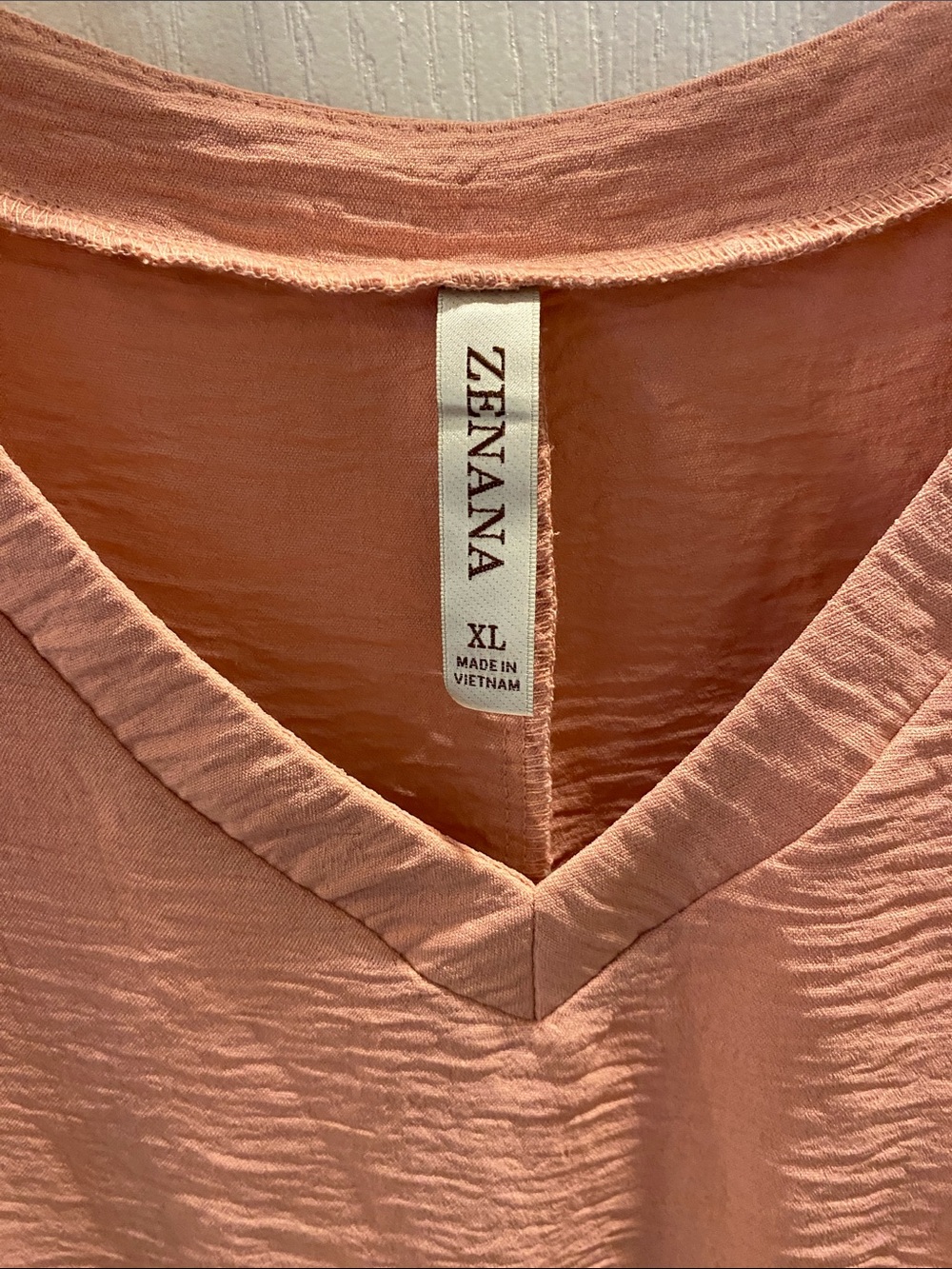 ZENANA V-Neck Dress in Dusty Salmon